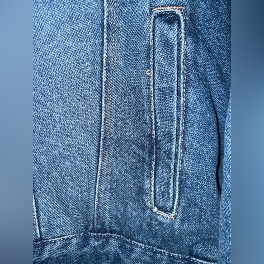 Goodfellow & Co Blue Denim Jacket with Tan Collar and Lining - Picture 3 of 14